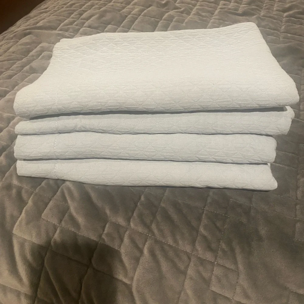 4 Restoration Hardware Blue Quilted Rectangular Accent Pillow Covers.